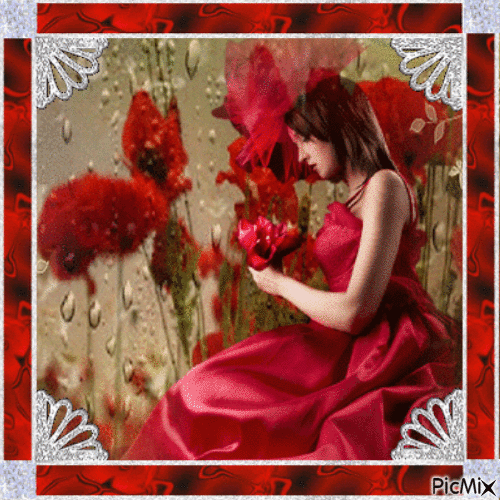 femme rouge - 免费动画 GIF