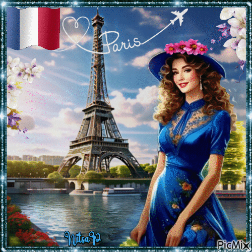 Vintage woman in Paris - 免费动画 GIF