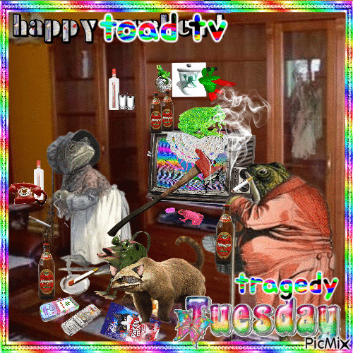 happy toad tv tragedy tuesday - Бесплатный анимированный гифка