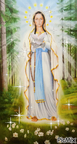 Panna Maria s holubicami - GIF animado gratis