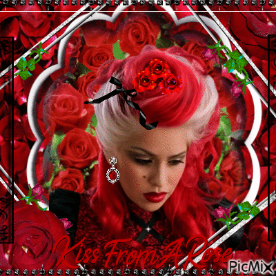 woman with roses - GIF animé gratuit