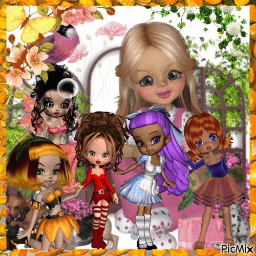 poupées multicolores - Безплатен анимиран GIF
