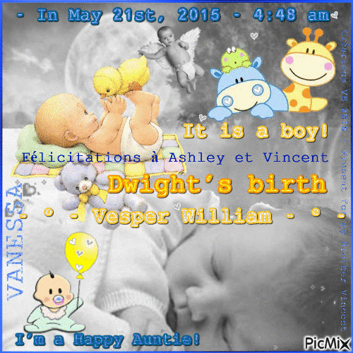 Congratulations to the Happy Parents Ashley and Vincent - To the grandparents: Mary and Harry - Vera and Wyatt <3 <3 <3 - Animovaný GIF zadarmo