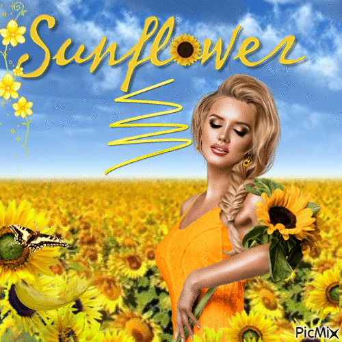 Sunflower Girl - Безплатен анимиран GIF