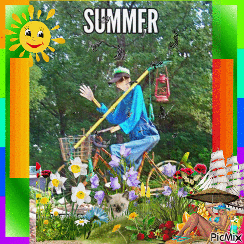 Summer Fun Scarecrow - Free animated GIF