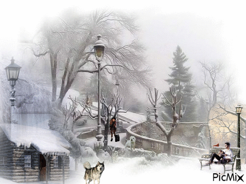 hiver et neige - Darmowy animowany GIF