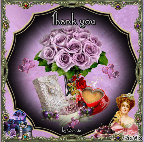 Thank you lavender roses - GIF animé gratuit