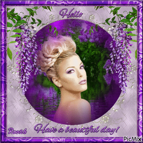 Woman with Lilac ~ Have a beautiful day - Бесплатный анимированный гифка