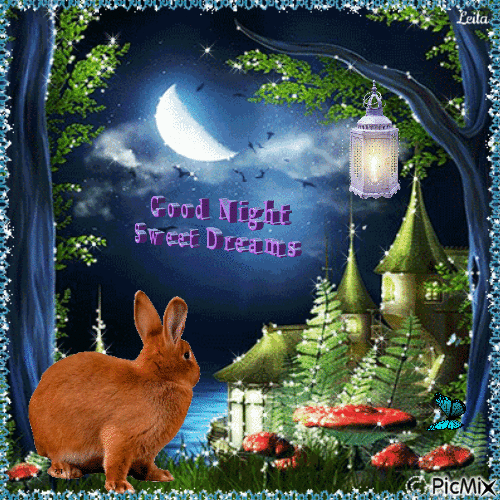 Good Night. Sweet Dreams. Rabbit - Бесплатни анимирани ГИФ