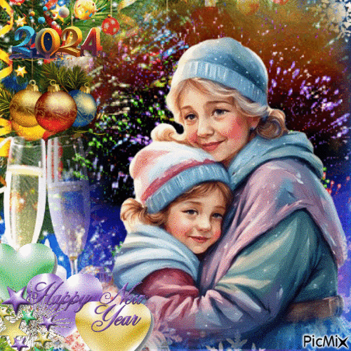 Grandmother and grandson - New Year - Δωρεάν κινούμενο GIF