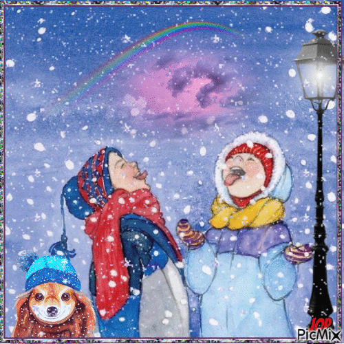 Enfants neige - GIF animado grátis
