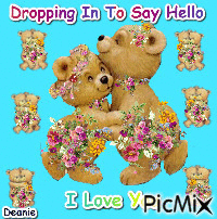 Bears Dancing Dropping In To Say Hello, I Love You. - GIF เคลื่อนไหวฟรี