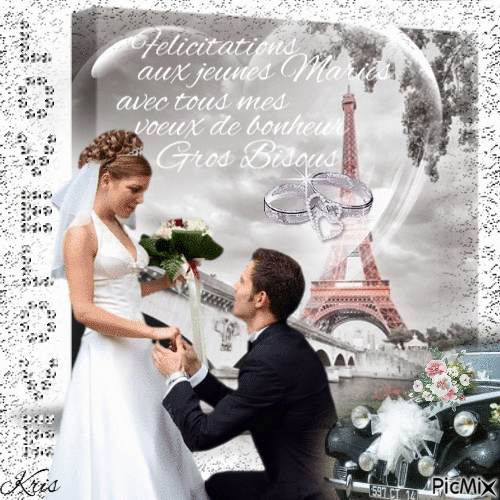 Mariés à Paris - GIF animado gratis