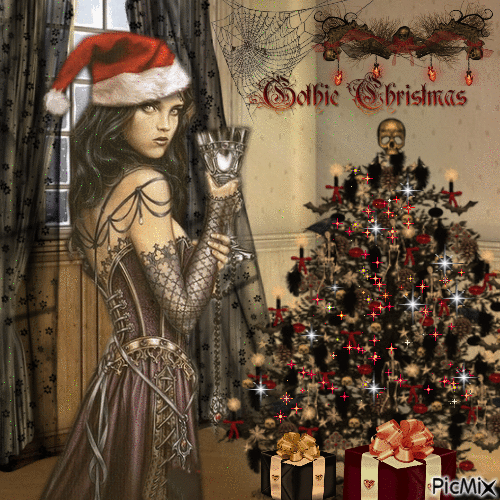 Gotische Frau-Weihnachten - GIF animé gratuit