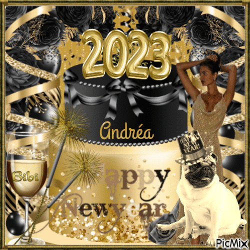Bonne année 2023 Andréa - GIF animasi gratis