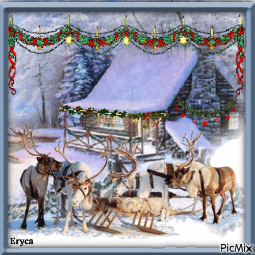 Les rennes de Noël - GIF animado gratis