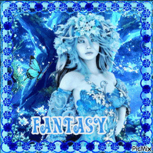 Fantasy Woman In Blue - Бесплатный анимированный гифка