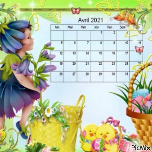 CALENDRIER AVRIL 2021 - 免费PNG