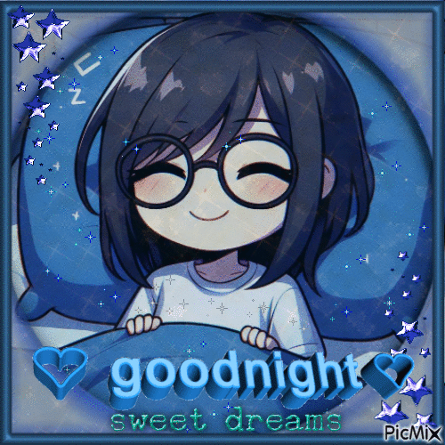 blue goodnight sweet dreams anime girl - GIF animé gratuit
