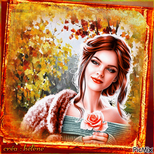 Femme rousse en automne - Gratis animerad GIF