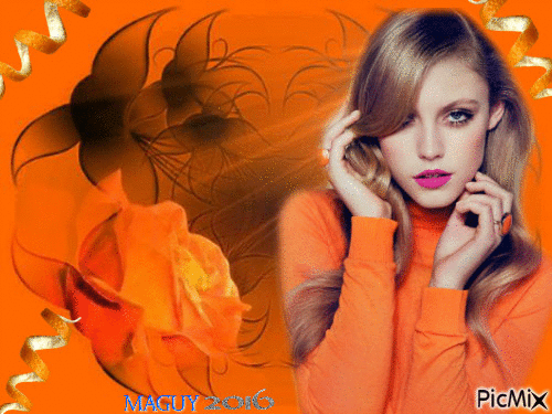 concours femme en orange - Bezmaksas animēts GIF