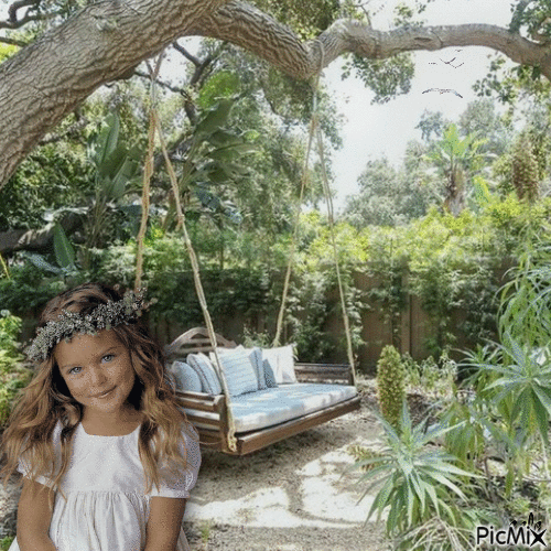 L'enfant dans le jardin - Besplatni animirani GIF