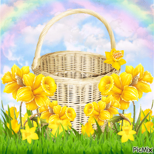 Daffodil Basket - GIF animado gratis