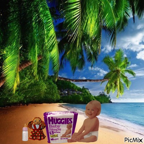 Baby at the beach - gratis png