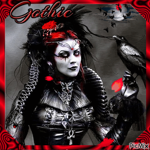 Gothic  Raven  Lady - Gratis animerad GIF