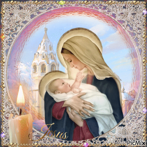 Mary  with Jesus - Бесплатный анимированный гифка