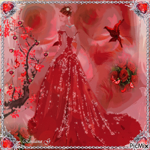 Femme en rouge - Бесплатный анимированный гифка