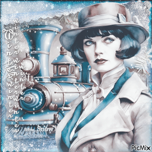 Winter train woman vintage - 無料のアニメーション GIF