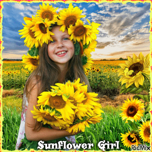 Sunflower Girl - Безплатен анимиран GIF