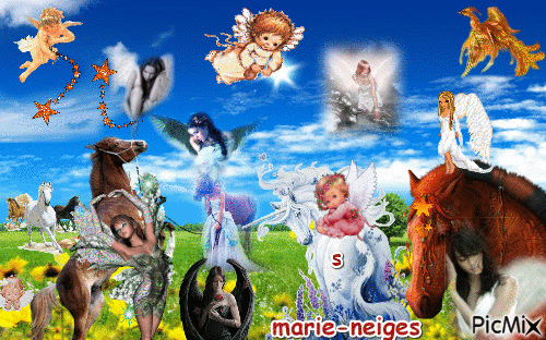 les anges et les chevaux - Безплатен анимиран GIF