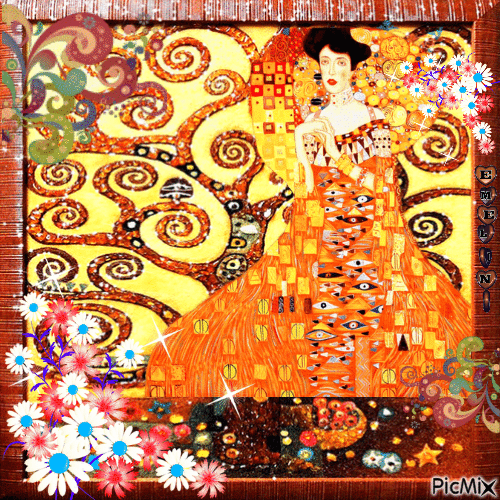 EMELINE - Gustav Klimt... 🧡🏵🤎🏵💛 - Бесплатни анимирани ГИФ