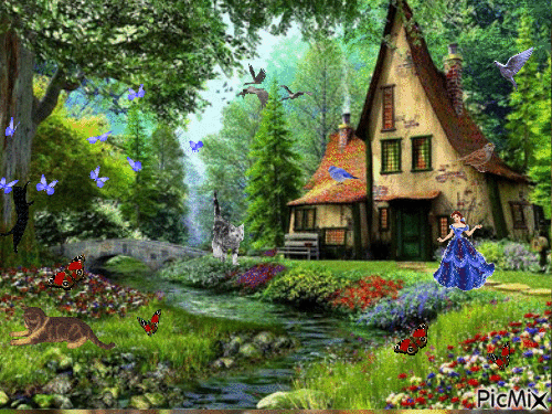 Домик в лесу - Ingyenes animált GIF