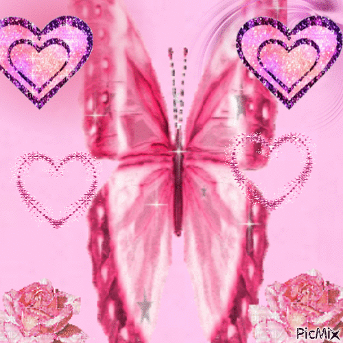 Le papillon rose - Gratis animeret GIF