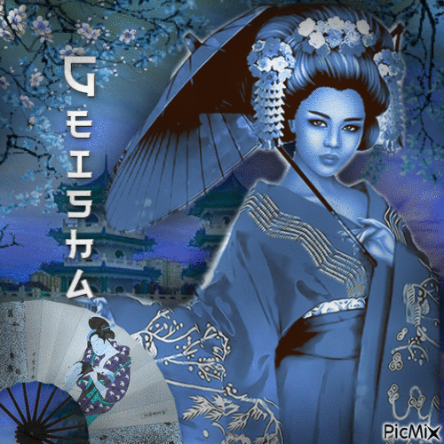 Blaue Geisha - GIF animé gratuit