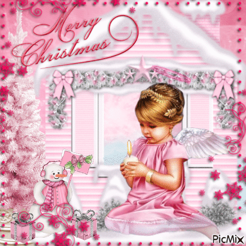 Pink angel for Christmas - Gratis geanimeerde GIF