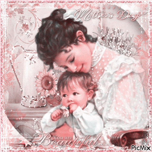 Mother Day Pink and White - Безплатен анимиран GIF