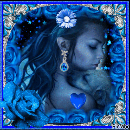 Sad Woman in Blue - 免费动画 GIF