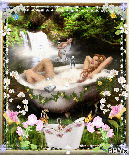 la demoiselle prend son bain - Ilmainen animoitu GIF