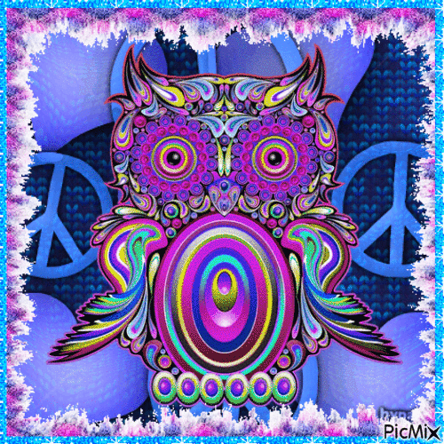 Psychodelic Owl - Free animated GIF