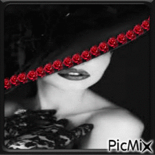 dame en noir et roses - Gratis animeret GIF