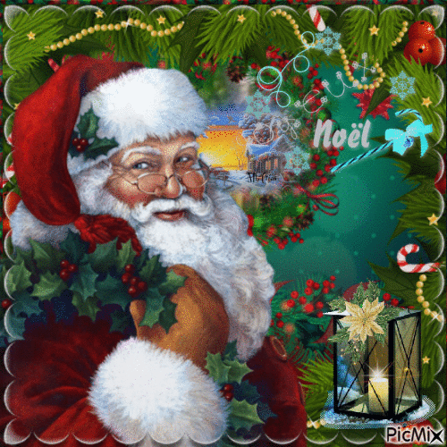Portrait du père Noël - GIF animé gratuit