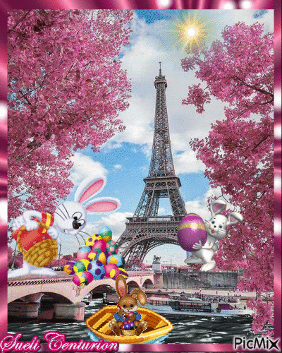 Páscoa em Paris - Animovaný GIF zadarmo