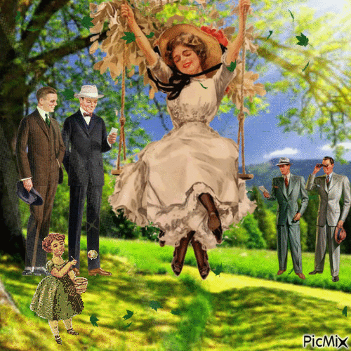 lady on a swing - 無料のアニメーション GIF