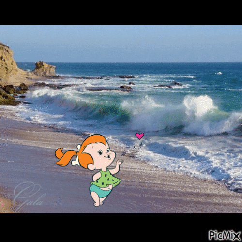 Pebbles the beach girl (infant) - GIF animé gratuit