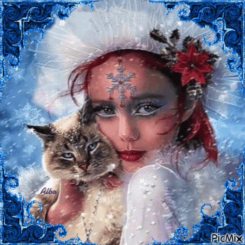 Navidad con tu lindo gatito - Δωρεάν κινούμενο GIF
