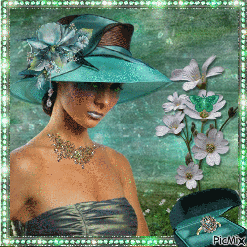 Şapkalı  bayan - Darmowy animowany GIF